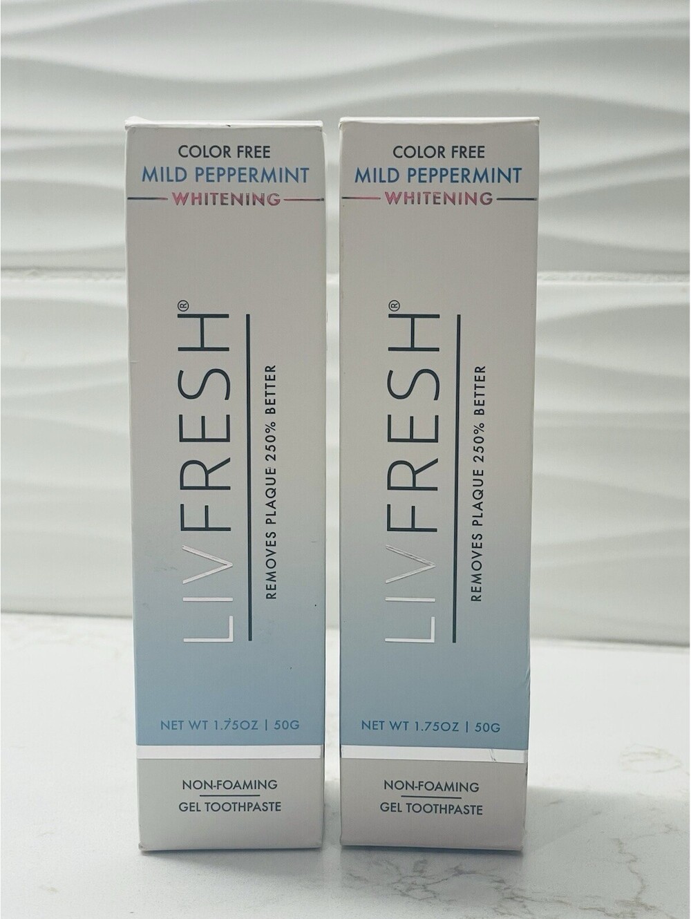 LIVFRESH Gel Toothpaste Whitening - Mild Peppermint Non-Foaming 1.75oz -Set of 2